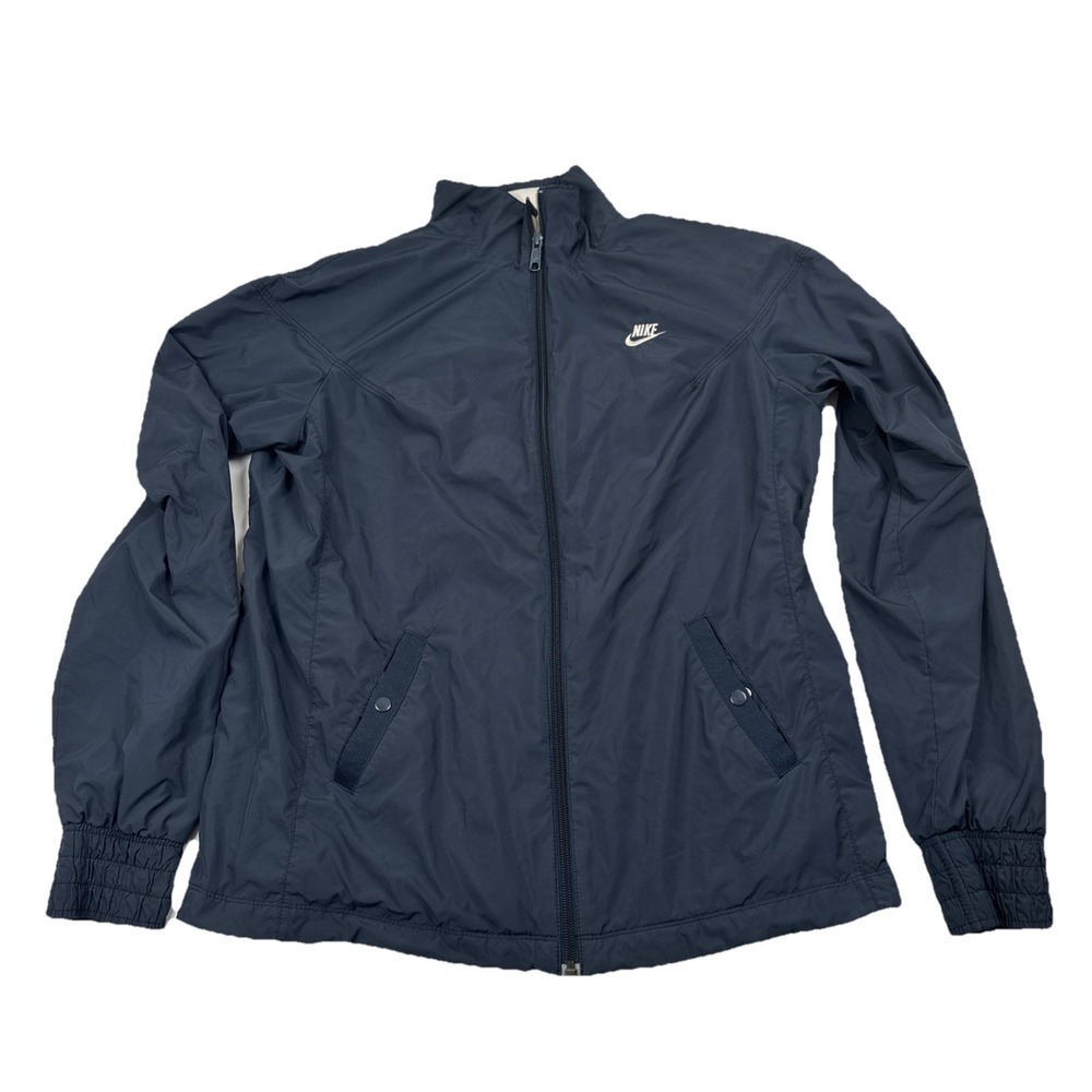 Vintage Nike Sportswear  Windbreaker Jacket Navy Embroidered Logo Full Zip L